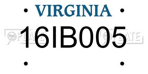 16IB005 Virginia License Plate