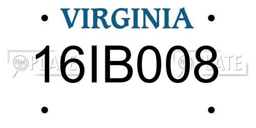 16IB008 Virginia License Plate