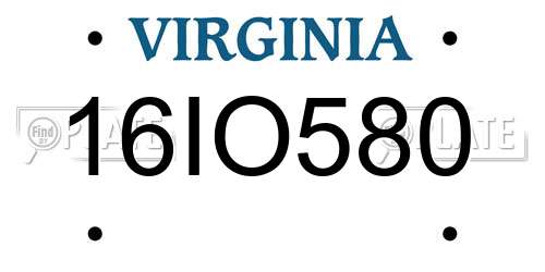 16IO580 Virginia License Plate