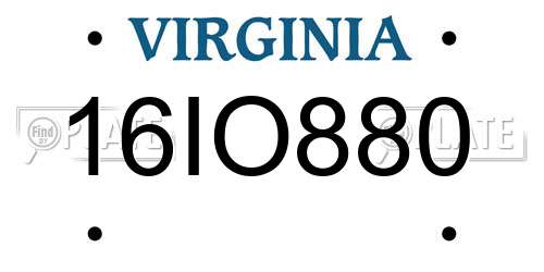 16IO880 Virginia License Plate