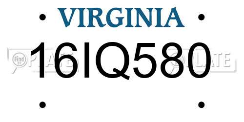 16IQ580 Virginia License Plate