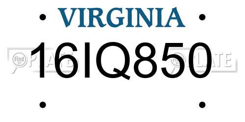 16IQ850 Virginia License Plate