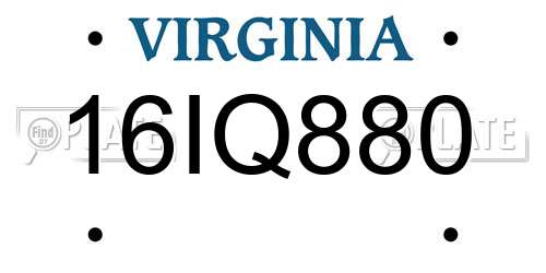 16IQ880 Virginia License Plate