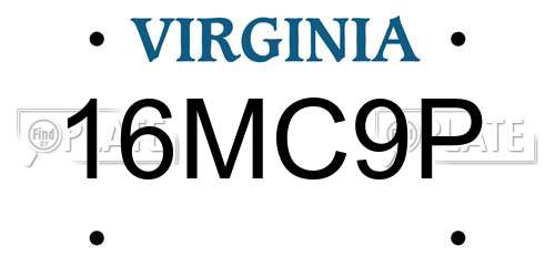 16MC9P Virginia License Plate