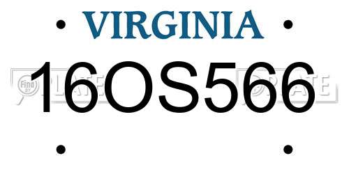 16OS566 Virginia License Plate