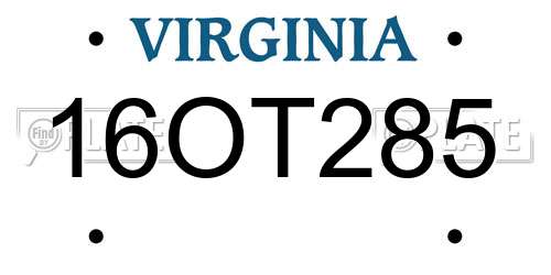 16OT285 Virginia License Plate