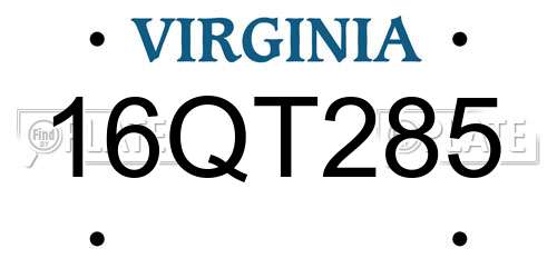 16QT285 Virginia License Plate
