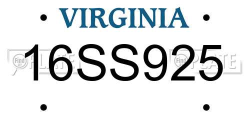 16SS925 Virginia License Plate