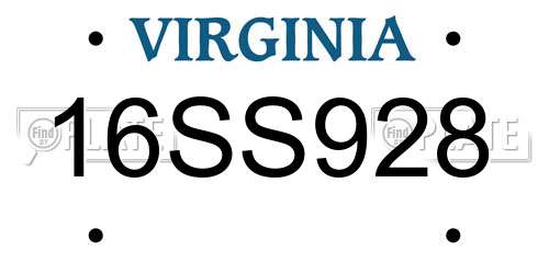 16SS928 Virginia License Plate
