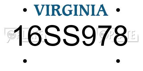 16SS978 Virginia License Plate