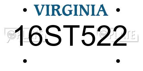 16ST522 Virginia License Plate