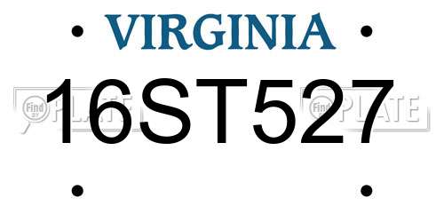 16ST527 Virginia License Plate