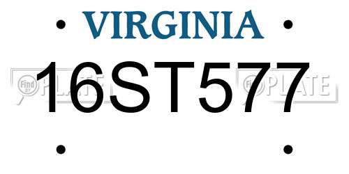 16ST577 Virginia License Plate