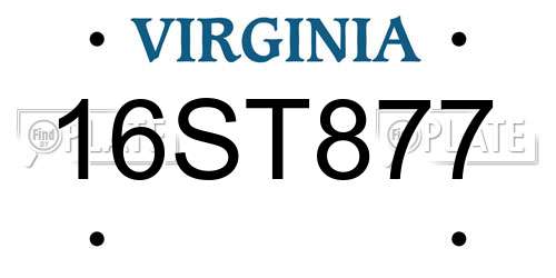 16ST877 Virginia License Plate