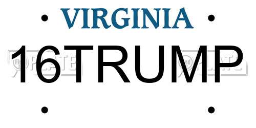 16TRUMP Virginia License Plate