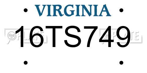 16TS749 Virginia License Plate