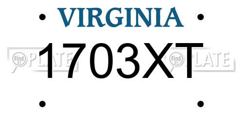 1703XT Virginia License Plate