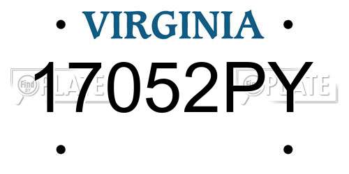 17052PY Virginia License Plate
