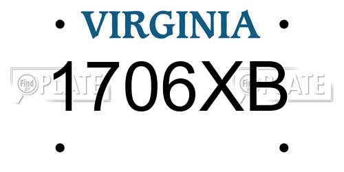 1706XB Virginia License Plate