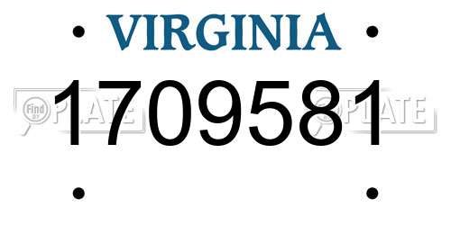 1709581 Virginia License Plate