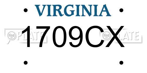 1709CX Virginia License Plate