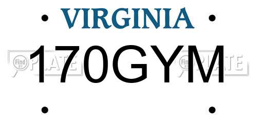 170GYM Virginia License Plate