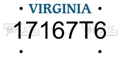 17167T6 Virginia License Plate