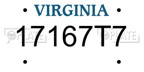 17167T7 Virginia License Plate