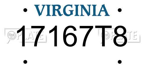 17167T8 Virginia License Plate