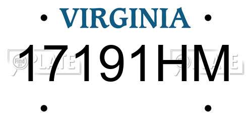 17191HM Virginia License Plate