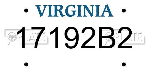 17192B2 Virginia License Plate
