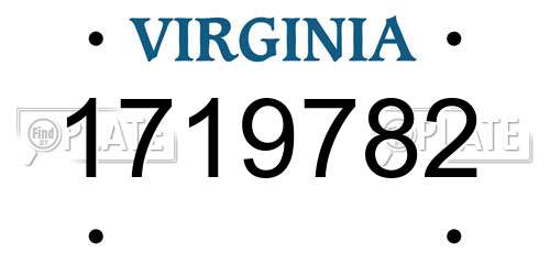 1719782 Virginia License Plate