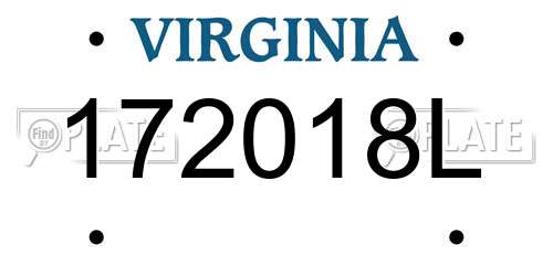 172018L Virginia License Plate