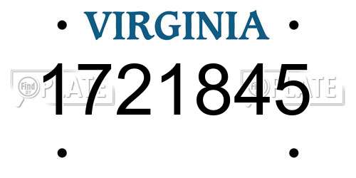 1721845 Virginia License Plate
