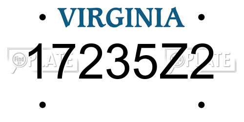 17235Z2 Virginia License Plate