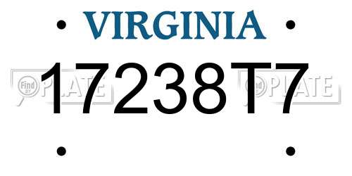17238T7 Virginia License Plate