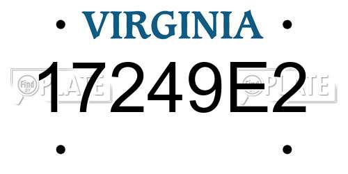 17249E2 Virginia License Plate