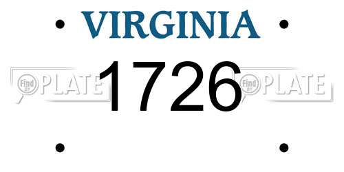 1726 Virginia License Plate