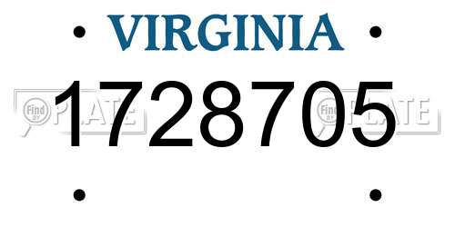1728705 Virginia License Plate
