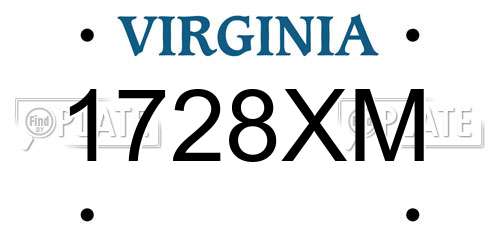 1728XM Virginia License Plate
