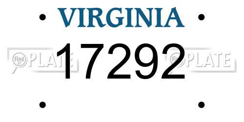 17292 Virginia License Plate