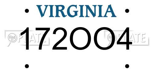 172OO4 Virginia License Plate