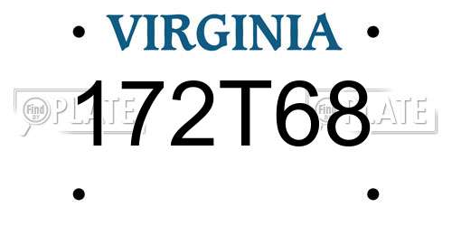 172T68 Virginia License Plate