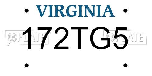 172TG5 Virginia License Plate