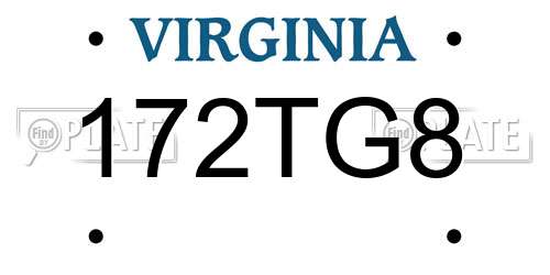172TG8 Virginia License Plate