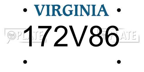 172V86 Virginia License Plate
