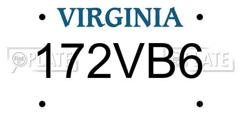172VB6 Virginia License Plate