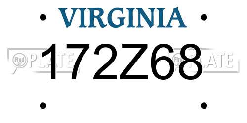 172Z68 Virginia License Plate