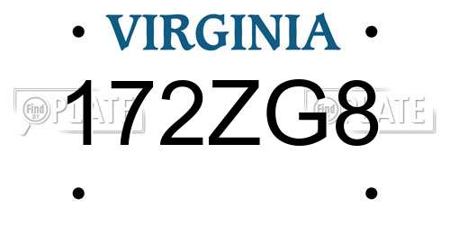 172ZG8 Virginia License Plate