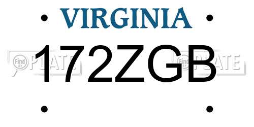 172ZGB Virginia License Plate